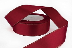 Лента атласная 2,5 см Бордовый с люрексом 23 м