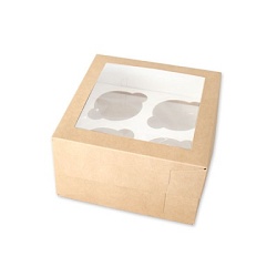 Коробка на 4 капкейка крафт