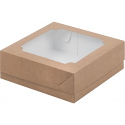 Коробка для зефира 20 см*20 см*7 см квадратная крафт